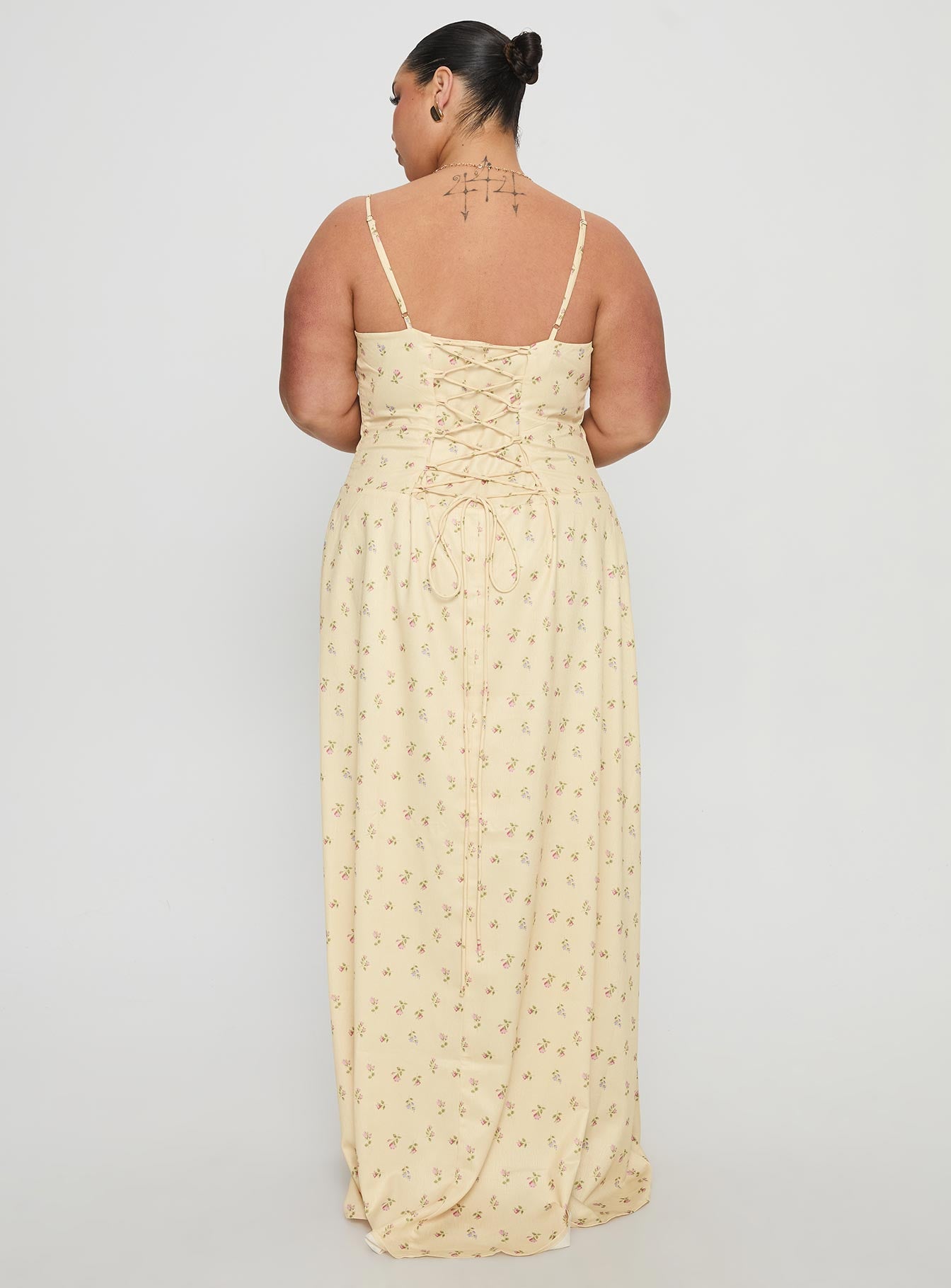 Members Only Maxi Dress Yellow Floral Curve