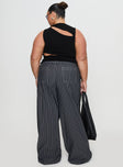 back view of model wearing Princess Polly Terrance Baggy Pant Grey Stripe Low Rise Pants 