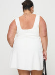 back view of model wearing Princess Polly Bombshell Mini Dress White Curve Square Neck 