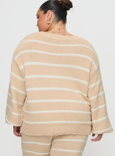 Read Your Mind Knit Sweater Cream Stripe 