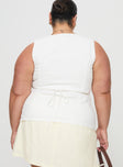 back view of model wearing Princess Polly Spirito Vest Top White Curve Sleeveless Square Neck 