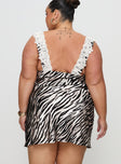 back view of model wearing Princess Polly Nourish Mini Dress Tiger Plunger 