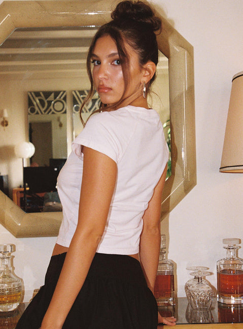 back view of model wearing Princess Polly Cherish Me Graphic Top Pink Short Sleeves Crew Neck 