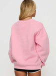 Princess Polly Classic Crew Neck Sweatshirt Bubble Text Pink