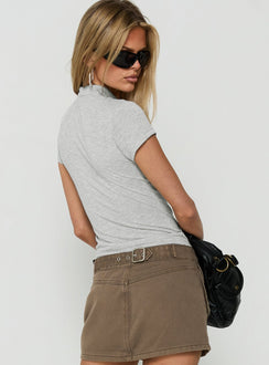 Endless Ease Keyhole Short Sleeve Top Grey Marle