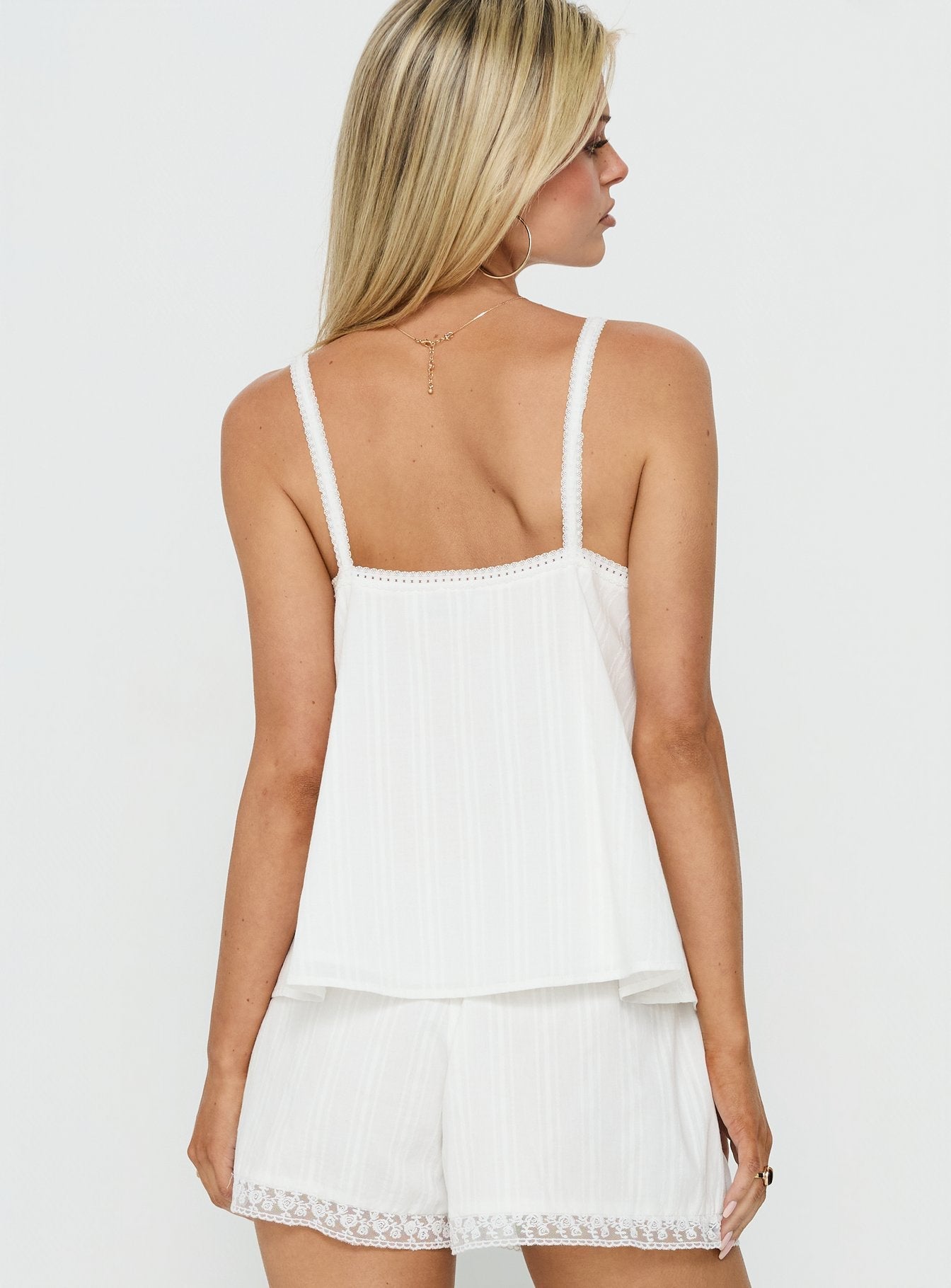 Safire Lace Trim Frill Babydoll Top Off White | Princess Polly