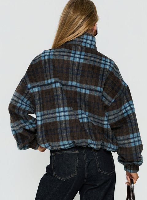 Ellissa Bomber Jacket Blue Check