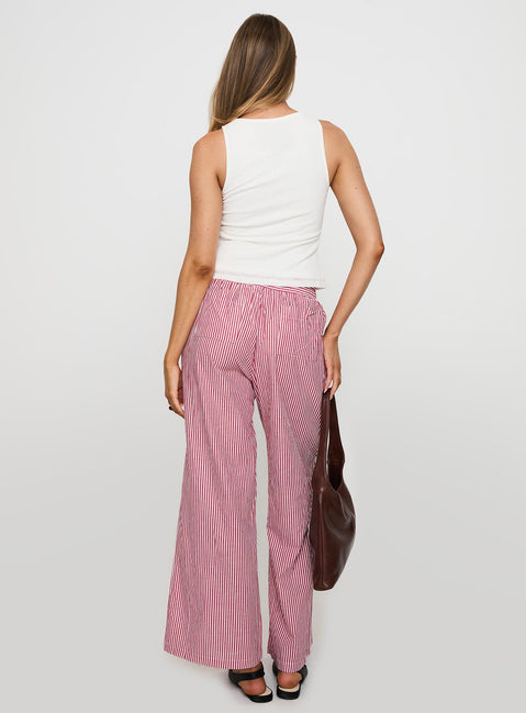 Holiday Tie Front Pants Red/White Stripe