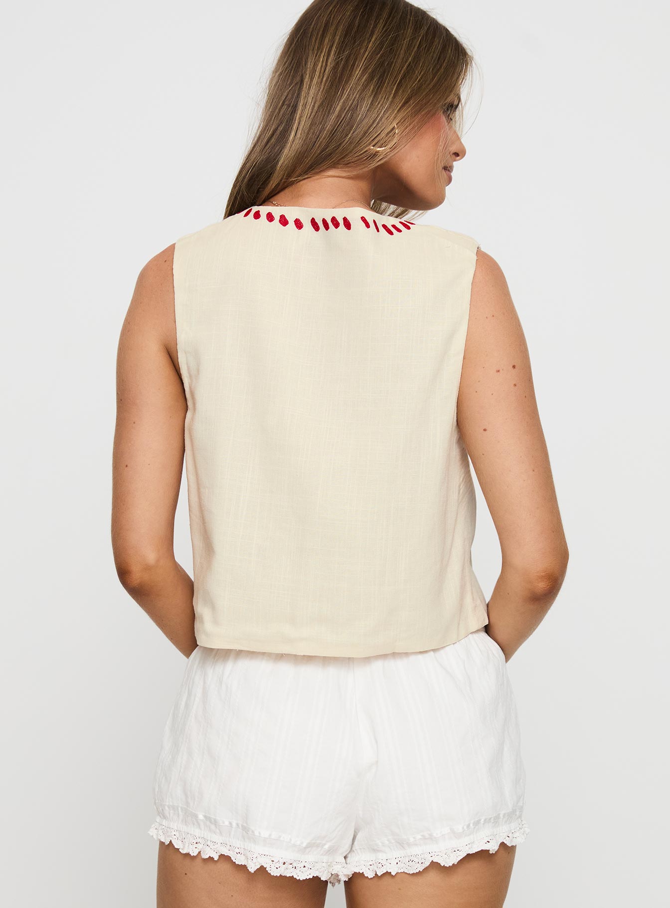 Grazia Vest Top Cream / Red