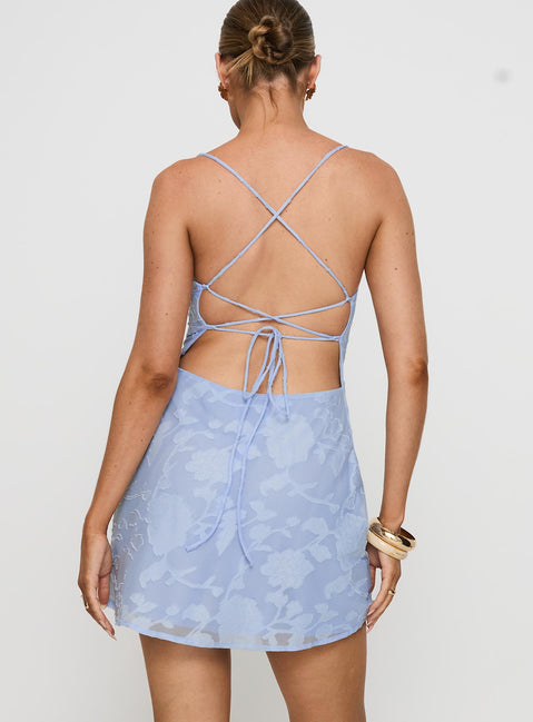 Celena Mini Dress Light Blue Burnout