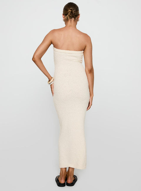 Cloud Strapless Boucle Maxi Dress Cream