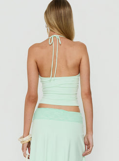 Natabelle Lace Detail Halter Top Mint
