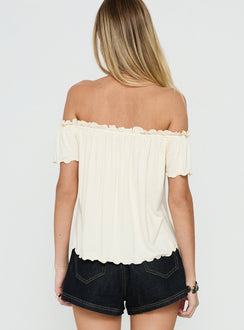 Stars Hollow Babydoll Off Shoulder Top Cream