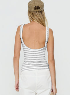Keep It Light Tanktop mit tiefem Rückenausschnitt Weiß / Grau gestreift