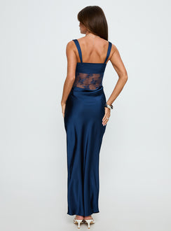 Alynna Lace Drape Maxi Dress Navy