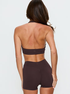 Lock In Active Neckholder-Crop-Top Braun