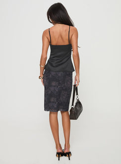 back view of model wearing Princess Polly Leoney Midi Skirt Multi Knee 