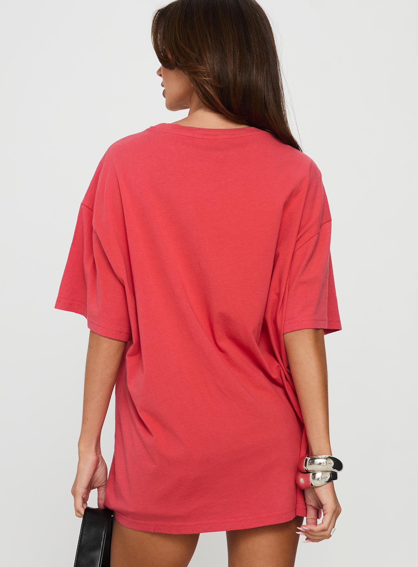Fast Track Oversized Graphic Top Red