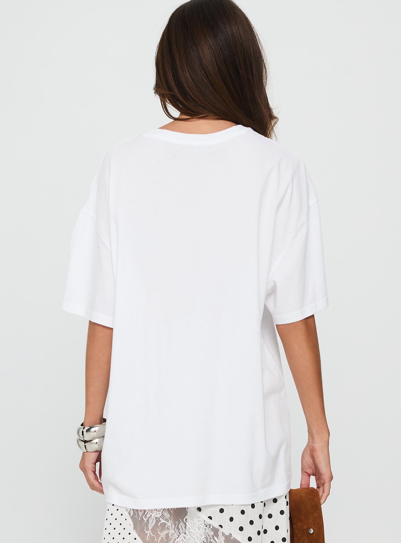 Sweet Peach Oversized Graphic Tee White