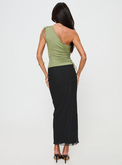back view of model wearing Princess Polly Fleming Maxi Skirt Black Maxi 