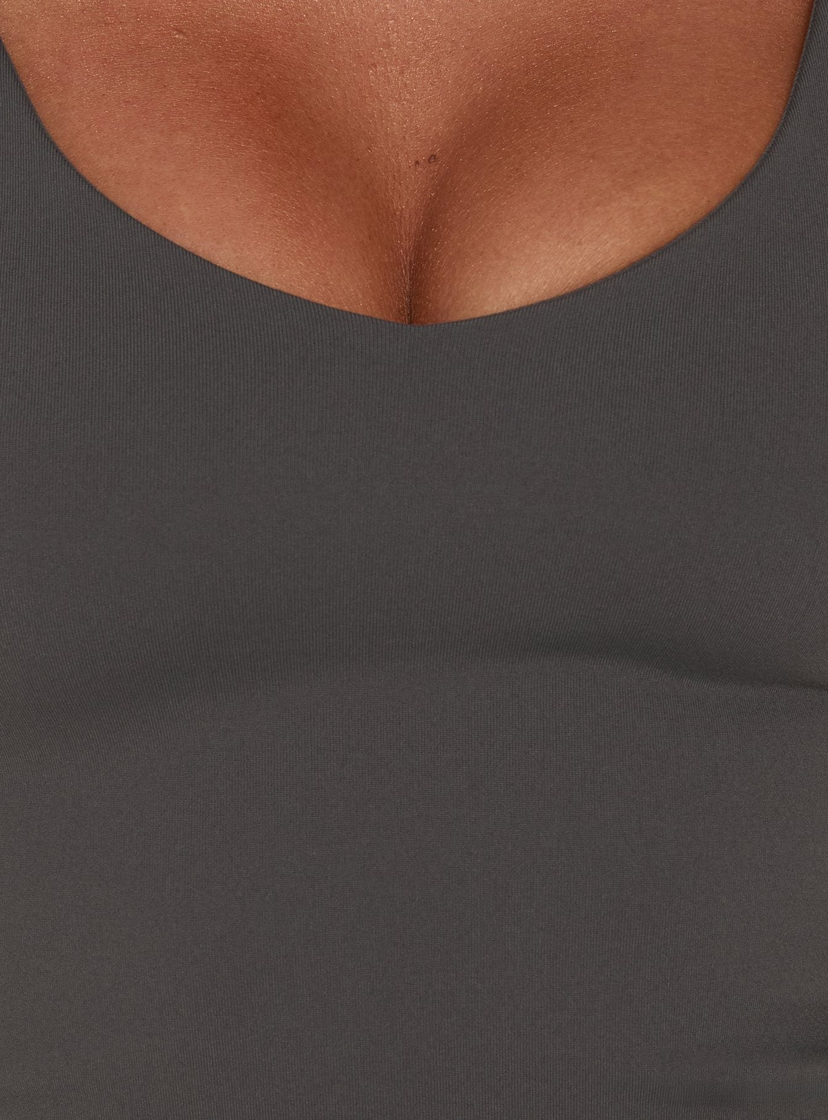 Daily Define V Neck Tank Top Charcoal