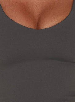 Daily Define V Neck Tank Top Charcoal