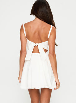 back view of model wearing Princess Polly Poise Mini Dress White Square Neck 