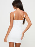 back view of model wearing Princess Polly Natalay Mini Dress White V-Neck 