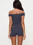 Drift Away Off The Shoulder Sleep Set Navy Dot