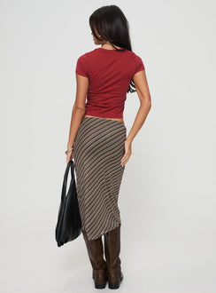 back view of model wearing Princess Polly Harbor Stripe Midi Skirt Multi Midi Skirts 