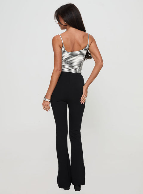 back view of model wearing Princess Polly Capellini Pants Black High Waisted Pants 