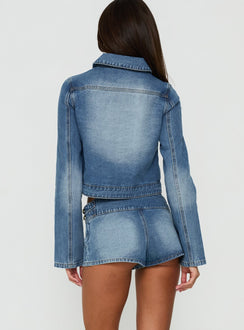 Abellah Military Denim Micro Shorts Gewaschenes Blau