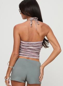 back view of model wearing Princess Polly Kylian Top Multi Sleeveless V-Neck 