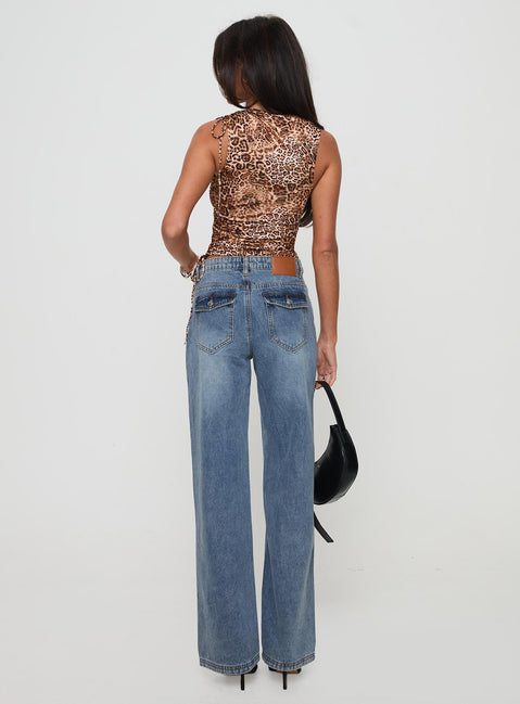 Everlong Mid Rise Straight Leg Jeans Mid Blue Wash