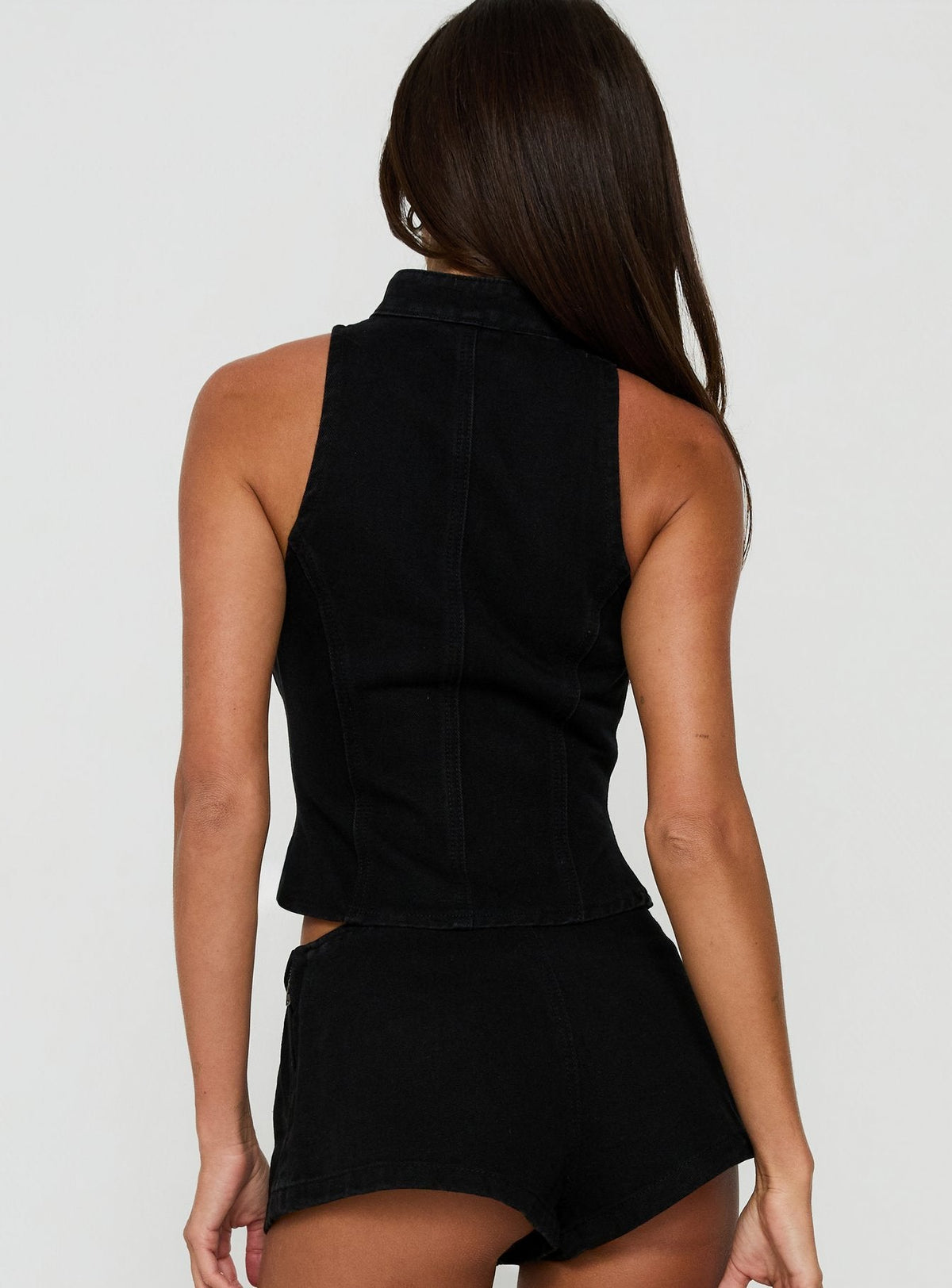 Ashtonn Sleeveless Military Top Black
