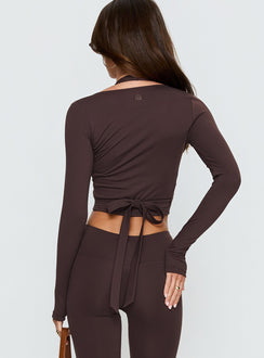 Pirouette Active Wrap Top Brown