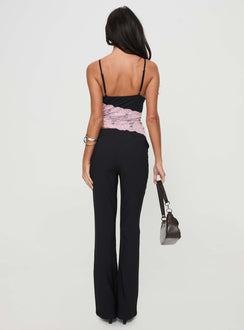 back view of model wearing Princess Polly Caraway Pants Black Low Rise Pants 
