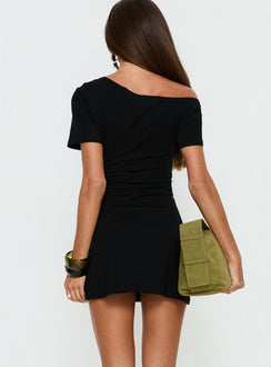 Avriana Off Shoulder T-Shirt Mini Dress Black