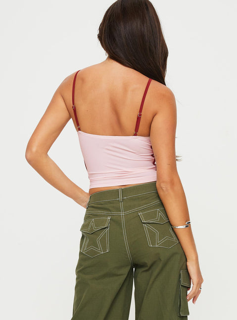 product Princess Polly Sleeveless Square Neck  Maidenwell Contrast Top Pink