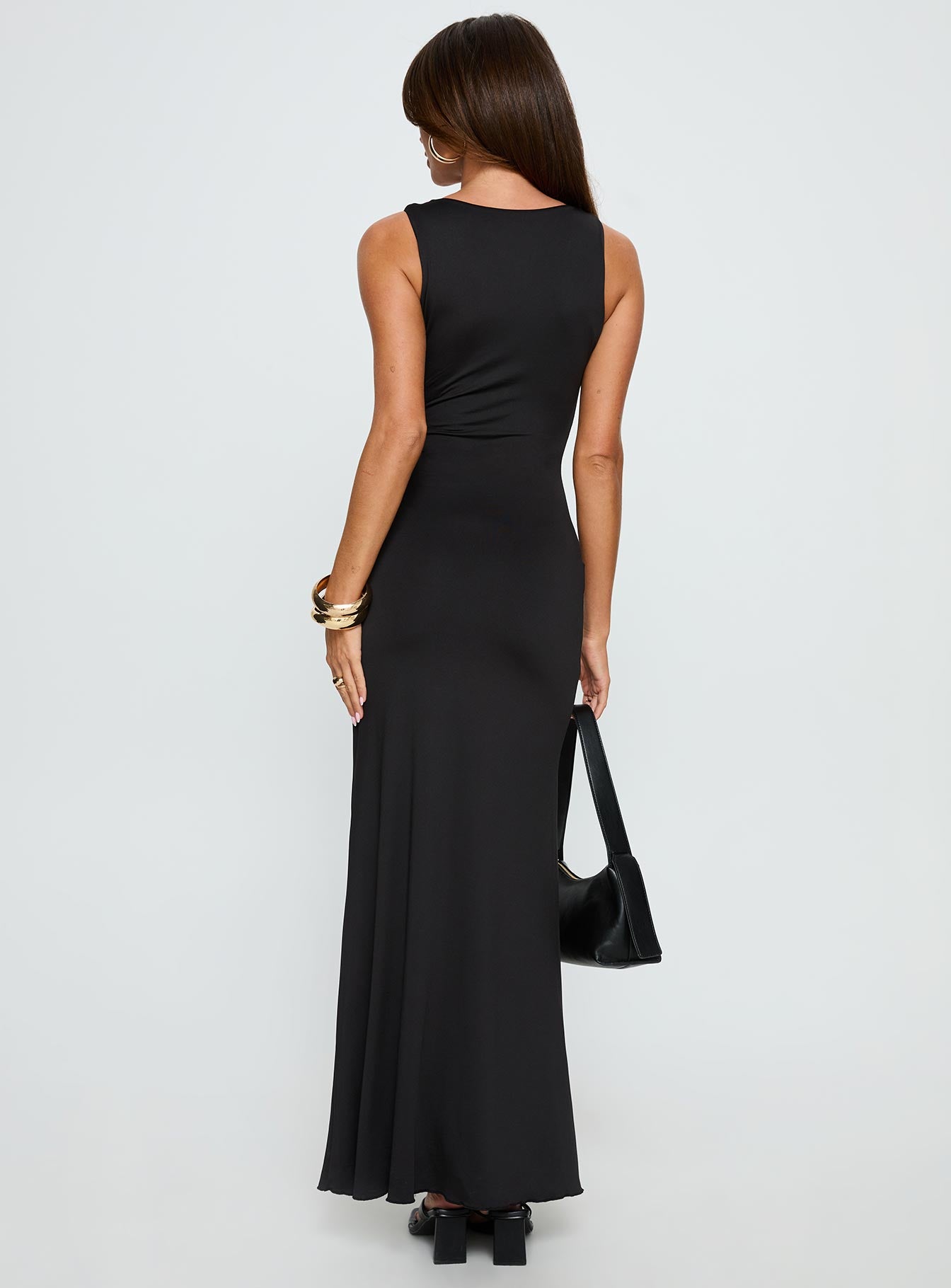 Adalie Hardware Plunge Maxi Dress Black