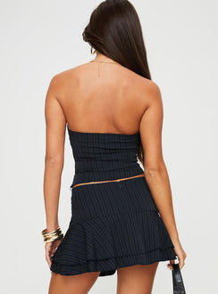 Front view of model wearing  front Randu Mini Skirt Navy Princess Polly  Mini Skirts 