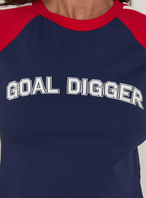 Goal Digger Graphic Baby Tee Red / Navy