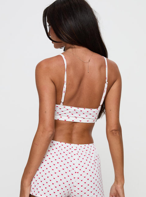 Slumber Pointelle Sleep Bralette White / Red