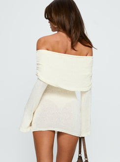 Chanellie Long Sleeve Knit Mini Dress Cream