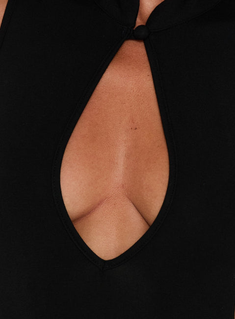 Ailany Keyhole Maxikleid mit rückenfreiem Cut-out, Schwarz