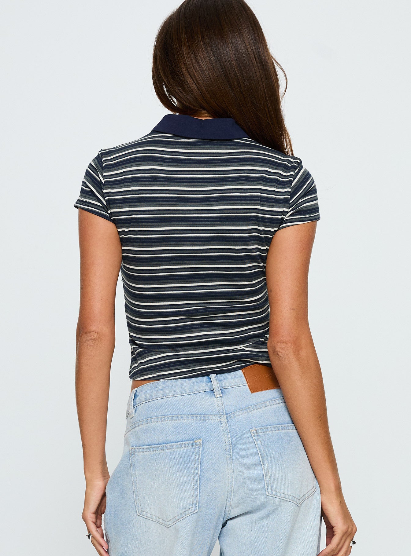 Sylvanna Collared Top Navy Stripe