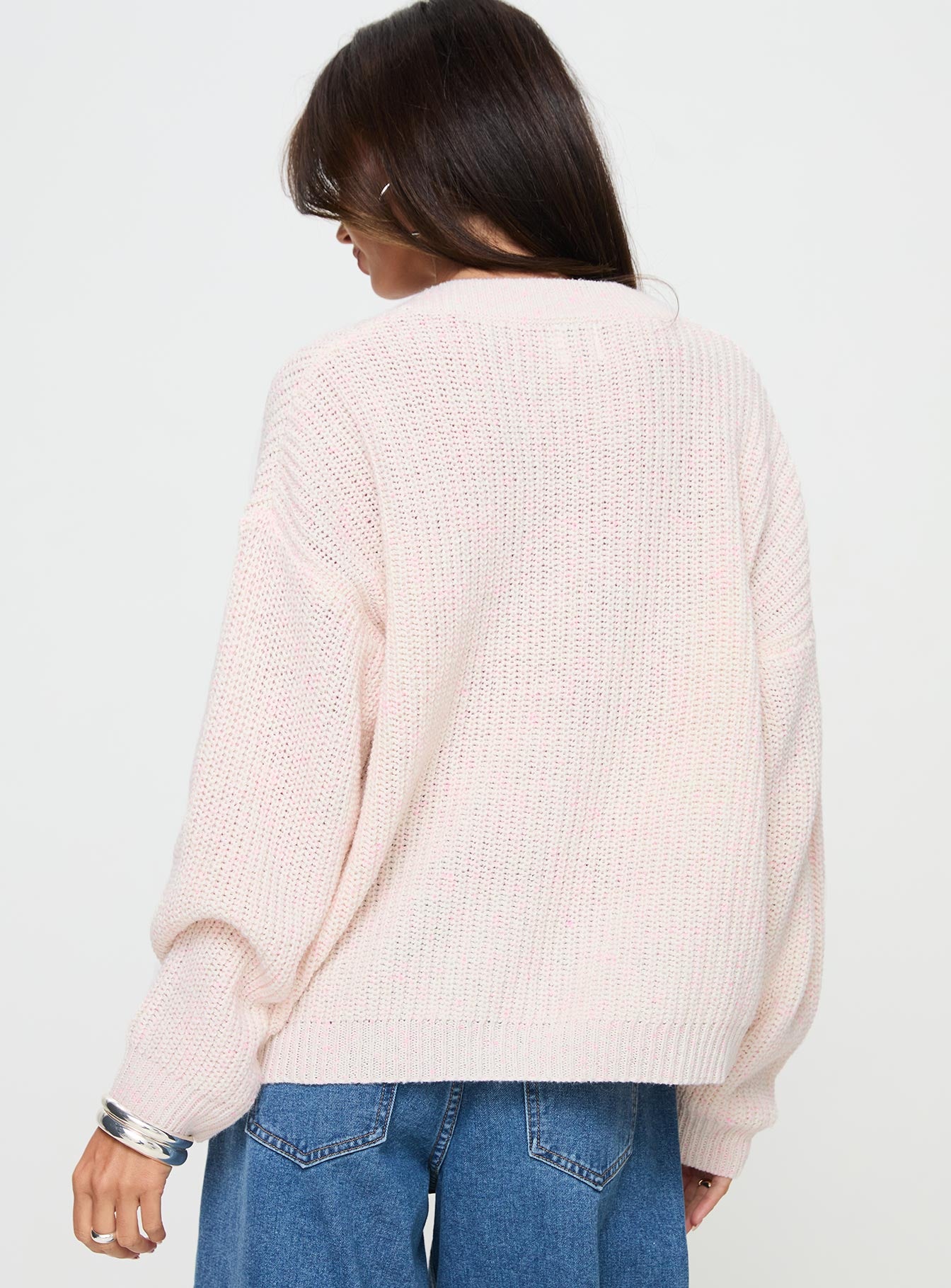 back view of model wearing Princess Polly Tutti Frutti Jumper Beige 