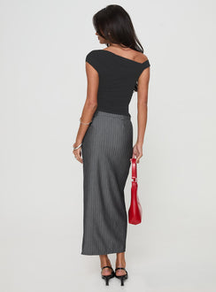 back view of model wearing Princess Polly Cubeb Maxi Skirt Grey 