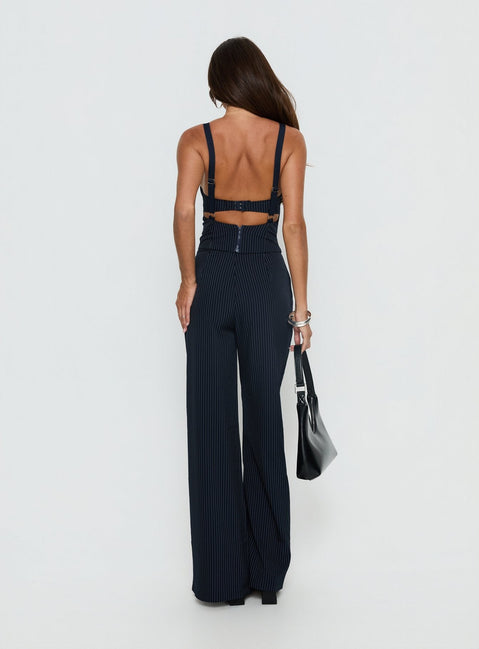 Briana Co-ord Navy Pinstripe Petite