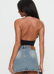 back view of model wearing Princess Polly Two Summers Plunge Neck Bodysuit Black Sleeveless 